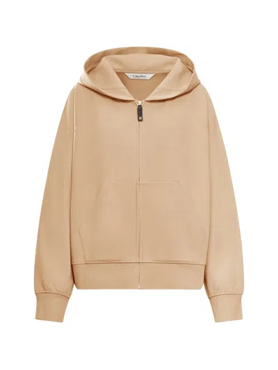 S Max Mara '  Full-zip Hoodie With Embroidered Logo In Marrone