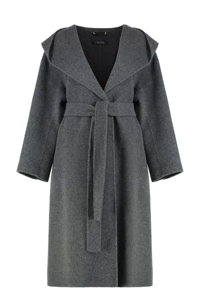 S Max Mara '  Hand-sewn Hooded Wool-cashmere Double-face Jacket In Grey