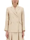 S Max Mara Scrigno Jersey Double Breasted Jacket In Beige