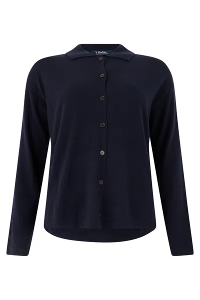 S Max Mara '  Long-sleeve Button Polo Sweater In Blue