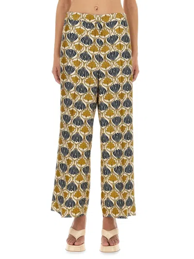 S Max Mara '  Printed Silk Wide-leg Pants In Multicolour