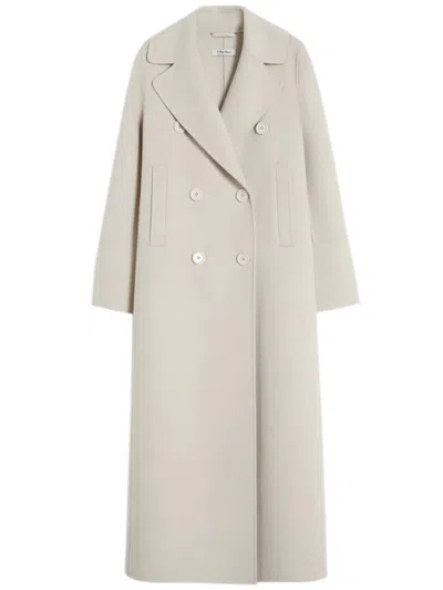 S Max Mara '  Women's Straight-fit Virgin Wool Coat With Wide Lapel Collar And Rear Vent In Blu