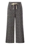 S Max Mara Scacco Cotton Poplin Trousers In Marine Blue