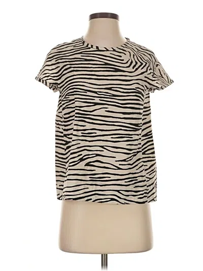 Pre-owned S Max Mara ' Short Sleeve Top Ivory Animal Print Pattern High Neck Tops