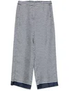 S Max Mara Silk Trousers Wide Leg Striped Pattern In Blue