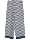 S Max Mara Silk Trousers Wide Leg Striped Pattern In Blue