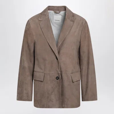 's Max Mara Max Mara S Singlebreasted Hazelnut Suede Jacket In Black