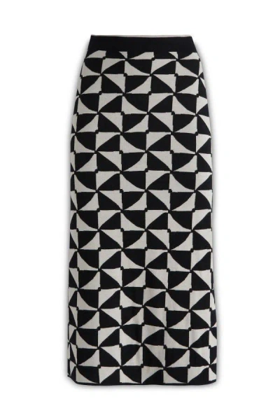 's Max Mara Enza Skirt Wool High Waist Midi Length Geometric In 011