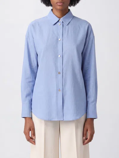S Max Mara ' Slim Fit Long-sleeve Cotton Shirt In Blue