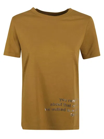S Max Mara Slogan Printed Crewneck T-shirt In Brown