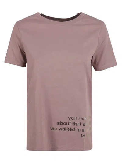 S Max Mara Slogan Printed Crewneck T-shirt In Pink