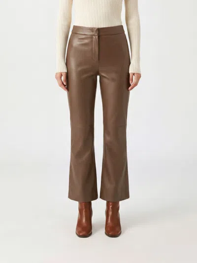 S MAX MARA 'S MAX MARA SUBLIME FLARED MID-RISE TROUSERS IN SMOOTH CALFSKIN LEATHER,I63027074