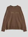 's Max Mara Crew Neck Logo Knit Sweater In Brown