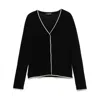 S Max Mara Contrast-trims Wool Cardigan In Black