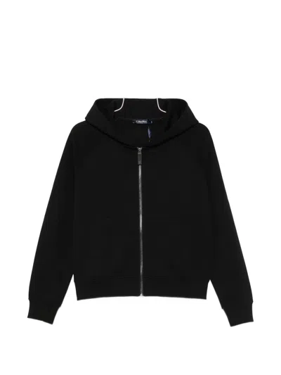 S Max Mara ' Technical Cotton T-shirt Sweatshirt With Zip Front And Raglan Sleeves In Nero