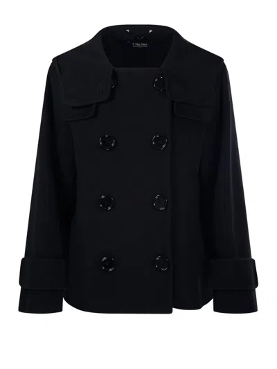 S Max Mara Time Double-breasted Straight Hem Jacket In Nero