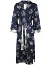 S Max Mara Timeo Kaftan Silk Dress With Floral Print In Blue