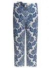 S Max Mara Merano Cotton Trouser With Floral Print In Blue