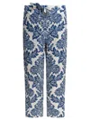 S Max Mara Merano Cotton Trouser With Floral Print In Blue
