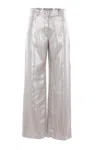 's Max Mara Malika Metallic Linen Wide-leg Pants In Silver
