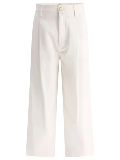 's Max Mara "vincent" Wide-fit Cotton Gabardine Trousers In White