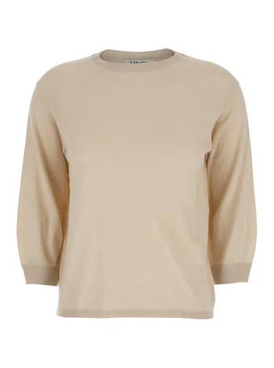 S Max Mara ' Virgin Wool Crewneck Sweater In Neutral