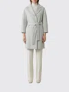 S Max Mara Coat Belted Waist Notched Lapels Pockets In White