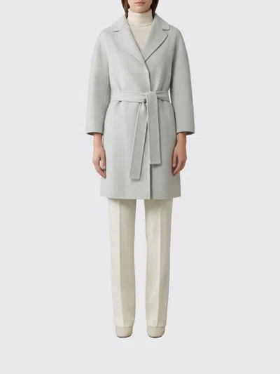 S Max Mara Coat Belted Waist Notched Lapels Pockets In White