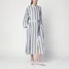 S Max Mara Rima Striped Ramie And Cotton Midi Dress In Blue