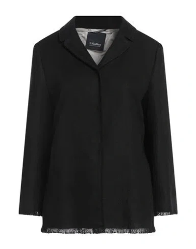 's Max Mara Woman Blazer Black Size 10 Linen, Cotton, Elastane