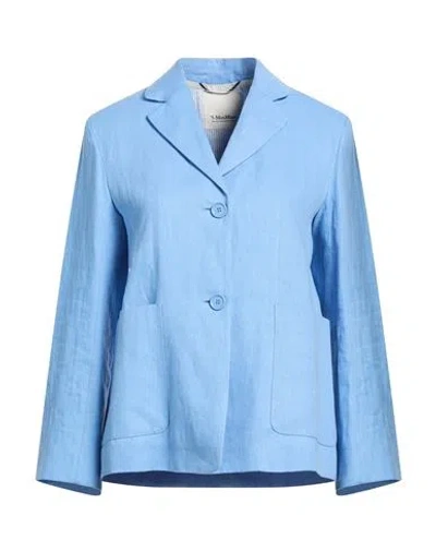 S Max Mara ' Woman Blazer Light Blue Size 4 Linen In Multi