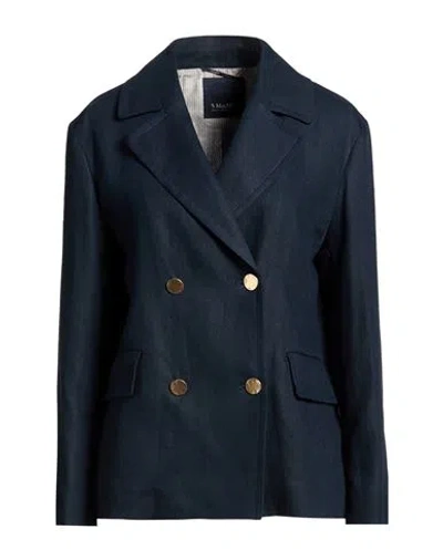 S Max Mara ' Woman Blazer Navy Size 4 Linen In Blue