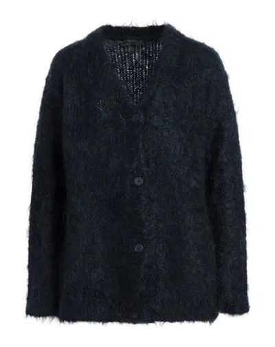 's Max Mara Woman Cardigan Navy Size M Mohair Wool, Wool, Polyamide In Black