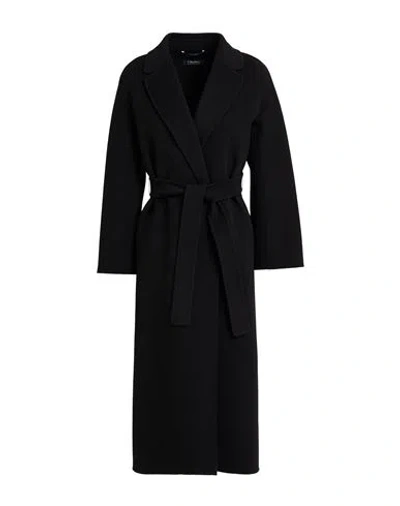 S Max Mara ' Woman Coat Black Size 8 Virgin Wool In Black