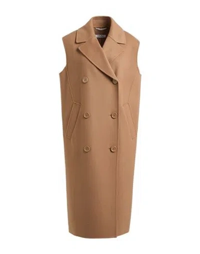 's Max Mara Woman Coat Camel Size 14 Virgin Wool