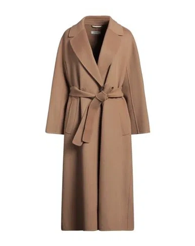 's Max Mara Woman Coat Camel Size 16 Virgin Wool In Beige