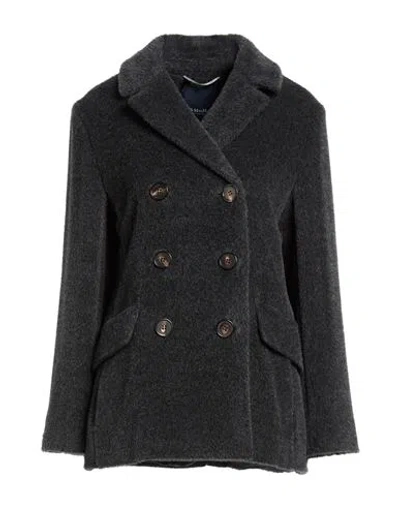 S Max Mara ' Woman Coat Charcoal Size 4 Alpaca Wool, Virgin Wool In Grey