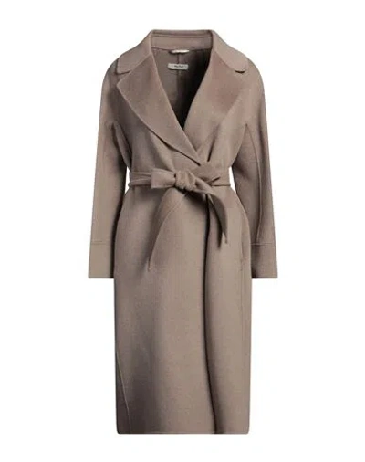 's Max Mara Woman Coat Khaki Size 12 Virgin Wool, Cashmere In Beige