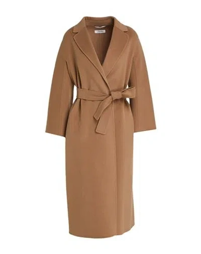 S Max Mara Belted Notched-lapel Coat In Brown