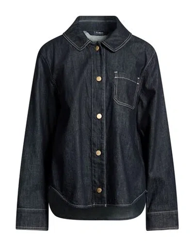 S Max Mara ' Woman Denim Outerwear Blue Size 4 Cotton, Kapok Fibre