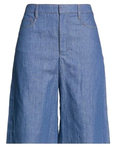 S Max Mara ' Woman Denim Shorts Blue Size 4 Cotton, Linen