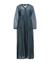 S Max Mara ' Woman Maxi Dress Slate Blue Size 16 Cotton, Silk