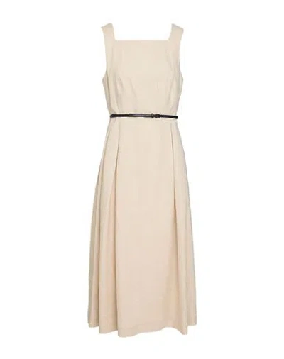 's Max Mara Woman Midi Dress Beige Size 12 Linen