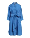 S Max Mara ' Woman Midi Dress Azure Size 10 Cotton In Blue