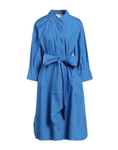 S Max Mara ' Woman Midi Dress Azure Size 10 Cotton In Blue