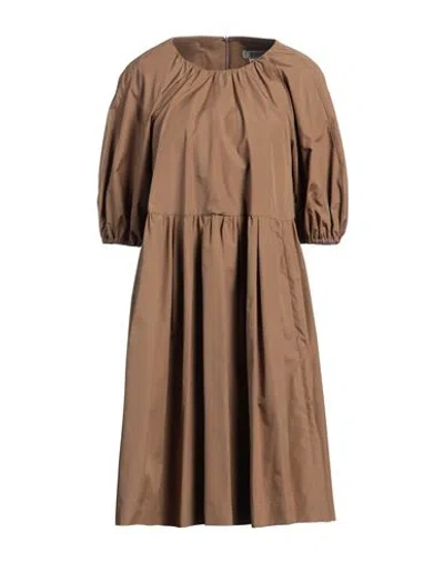 's Max Mara Woman Midi Dress Camel Size 6 Cotton In Beige