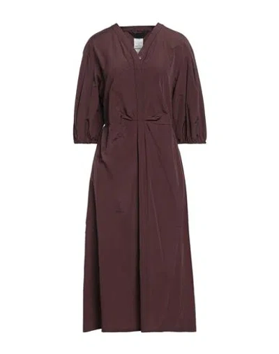 's Max Mara Woman Midi Dress Cocoa Size 8 Polyester, Cotton In Burgundy