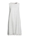 S Max Mara ' Woman Midi Dress Ivory Size 10 Linen, Cotton, Elastane In White