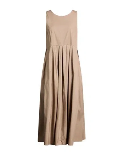 S Max Mara ' Woman Midi Dress Light Brown Size 6 Cotton, Polyamide, Elastane