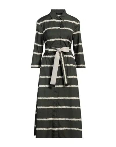 's Max Mara Woman Midi Dress Military Green Size 8 Cotton